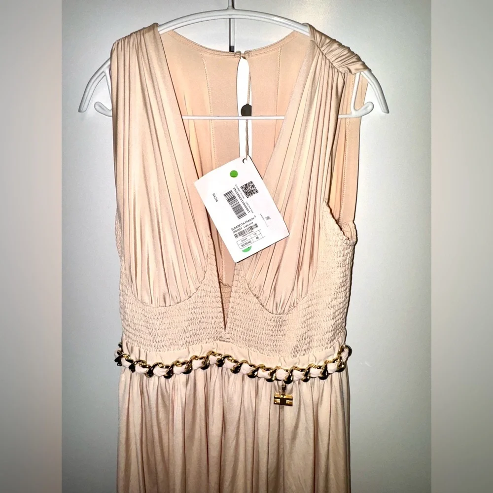 NWT ELISABETTA FRANCHI LIGHT PINK HIGH LOW DRESS SIZE 46 NA264